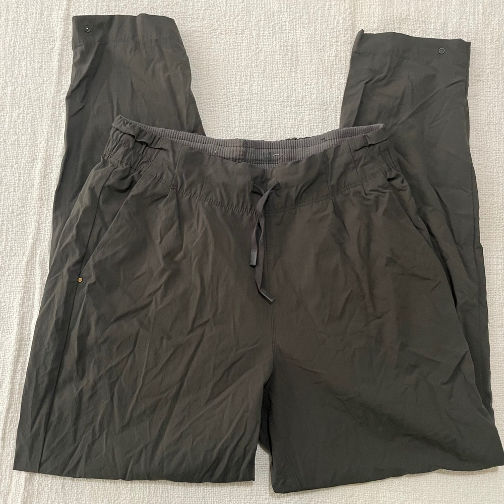 REI Cooperative Womens Small Gray Nylon Stretch Hiking Pants Drawstring Snap Hem